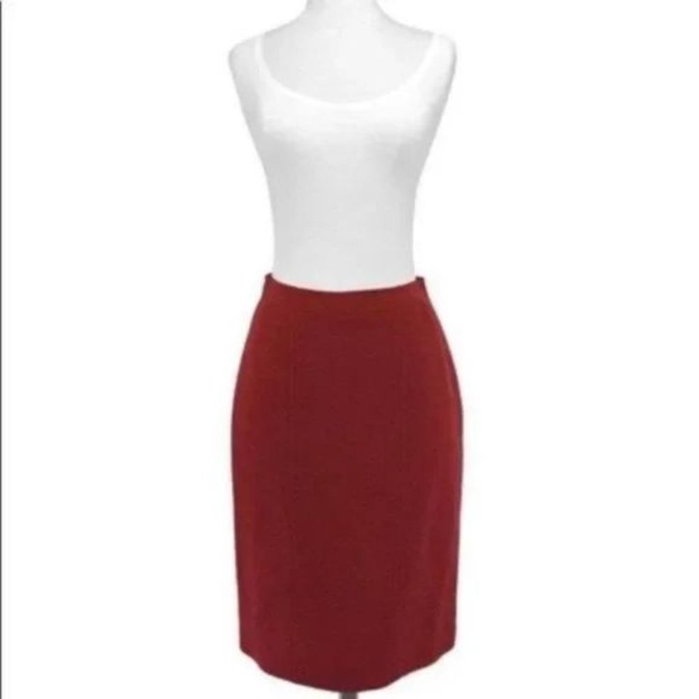 Vintage 100% pure virgin wool red pencil skirt Size M